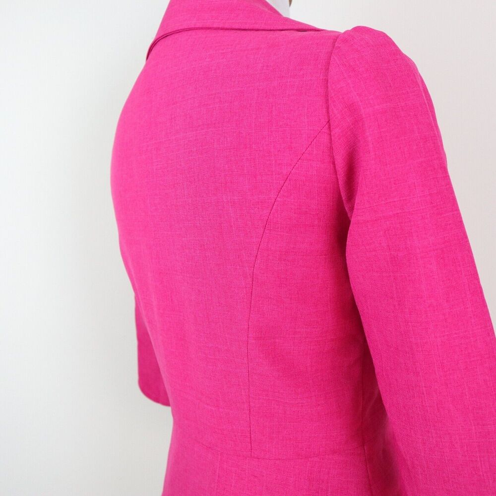 Vintage 90s Tailored 3/4 Sleeve Jacket Crop Blazer Pockets Pink - Picture 5 of 8